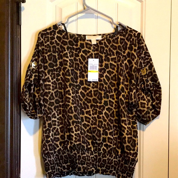 Michael Kors Tops - New Michael Kors Leopard blouse size medium